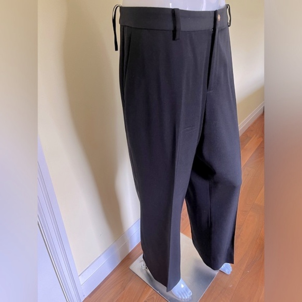 Ralph Lauren black 100% wool dress pants front zipper side pockets US 14